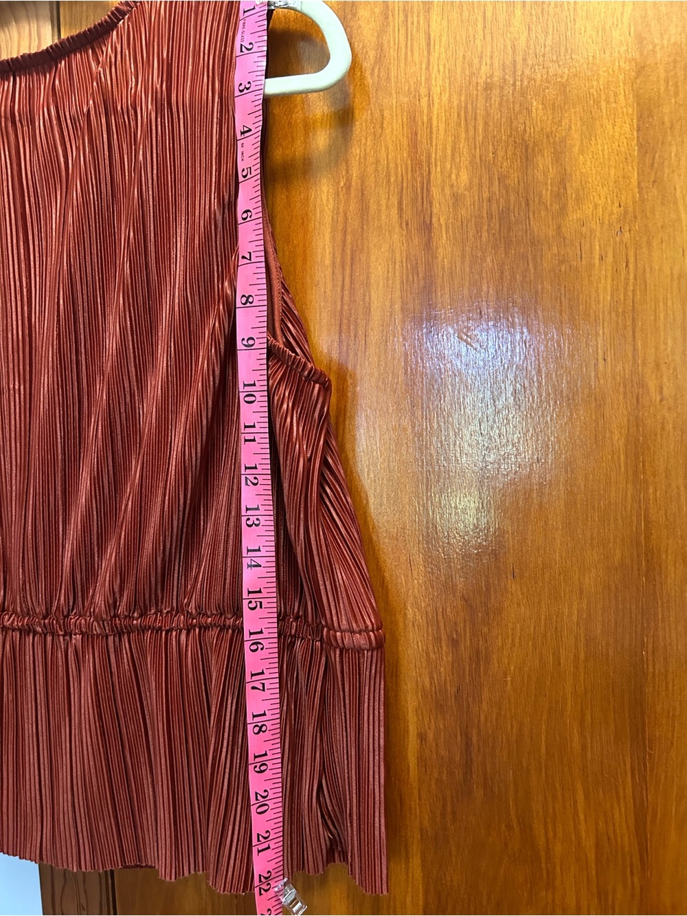 Nine West Rust-Red Pleated V-Neck Tie-Front Tank - Picture 4 of 7